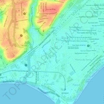 Топографическая карта Poço, высота, рельеф