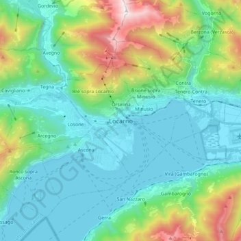 Топографическая карта Лока́рно, высота, рельеф