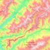 Топографическая карта Коксу, высота, рельеф