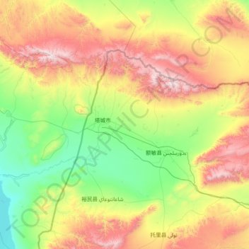 Топографическая карта Tacheng City, высота, рельеф