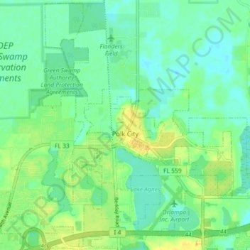 Топографическая карта Polk City, высота, рельеф