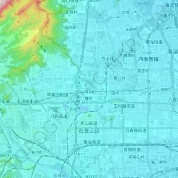 Топографическая карта Shijingshan District, высота, рельеф