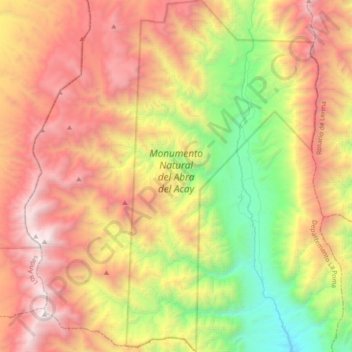 Топографическая карта Monumento Natural del Abra del Acay, высота, рельеф