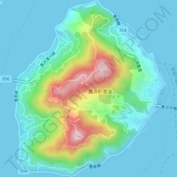 Топографическая карта 豊島, высота, рельеф