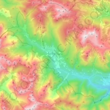 Топографическая карта Forni di Sopra, высота, рельеф