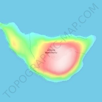 Топографическая карта остров Жаннетты, высота, рельеф