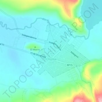 Топографическая карта Cholila, высота, рельеф