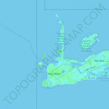 Топографическая карта Key West, высота, рельеф
