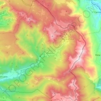 Топографическая карта Filettino, высота, рельеф