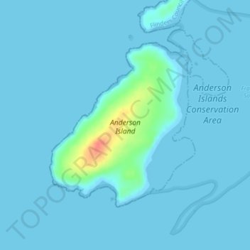 Топографическая карта Anderson Island, высота, рельеф