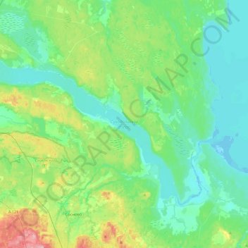 Топографическая карта Суходольское озеро, высота, рельеф