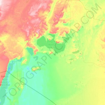 Топографическая карта Аральский район, высота, рельеф