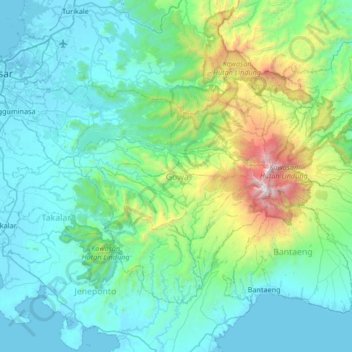 Топографическая карта Gowa, высота, рельеф
