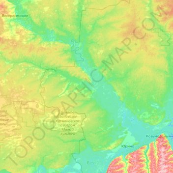 Топографическая карта Юринский район, высота, рельеф