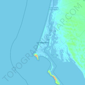 Топографическая карта Isla Magdalena, высота, рельеф