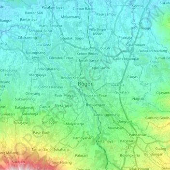Топографическая карта Богор, высота, рельеф