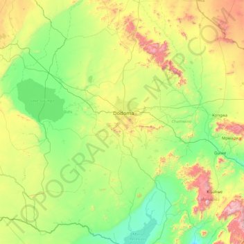 Топографическая карта Dodoma, высота, рельеф
