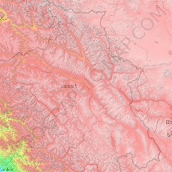 Топографическая карта Ладакх, высота, рельеф