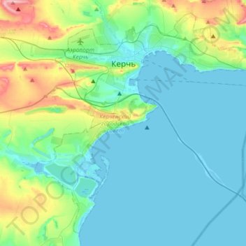 Топографическая карта Керчь, высота, рельеф