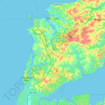 Топографическая карта São Luís, высота, рельеф