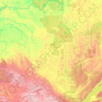 Топографическая карта Ангара, высота, рельеф