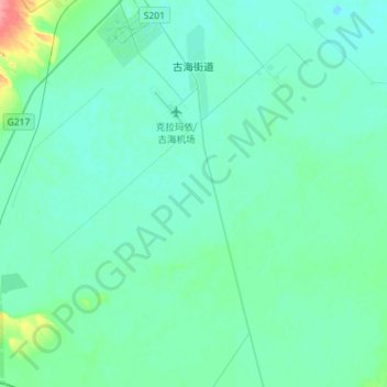Топографическая карта 古海街道, высота, рельеф