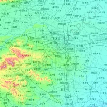 Топографическая карта Чжэнчжоу, высота, рельеф