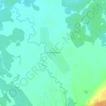 Топографическая карта Рождественский, высота, рельеф