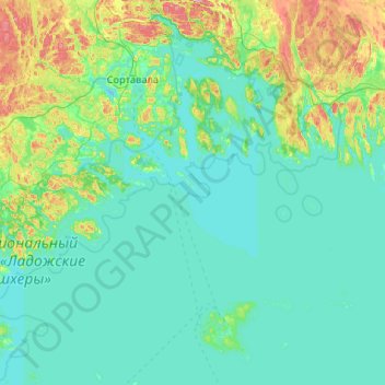 Топографическая карта Сортавальское городское поселение, высота, рельеф