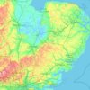 Топографическая карта East of England, высота, рельеф