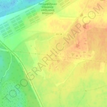 Топографическая карта Молодцово, высота, рельеф