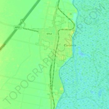 Топографическая карта Coronda, высота, рельеф