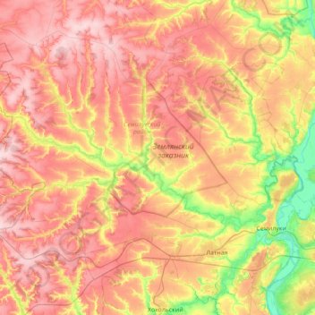 Топографическая карта Ведуга, высота, рельеф