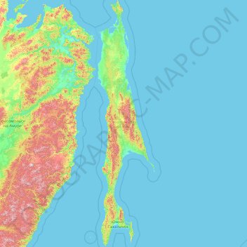 Топографическая карта Сахалин, высота, рельеф