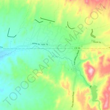Топографическая карта Chimayo, высота, рельеф