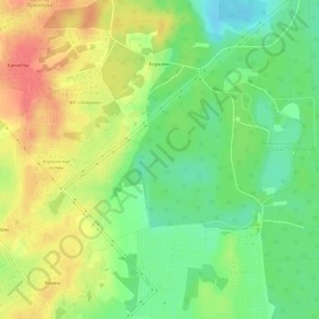 Топографическая карта Коркино, высота, рельеф