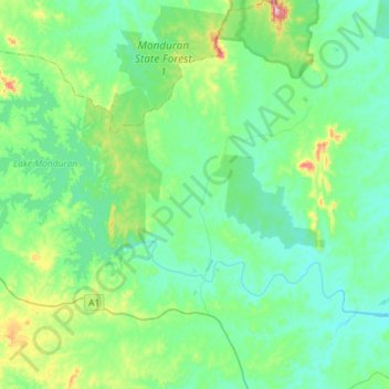 Топографическая карта Monduran, высота, рельеф