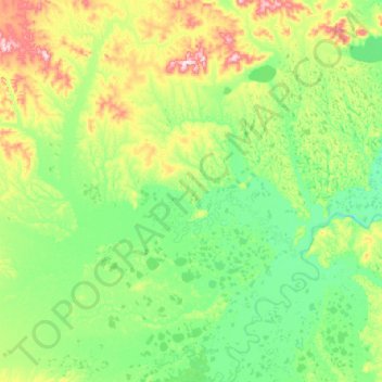 Топографическая карта Абыйский наслег, высота, рельеф