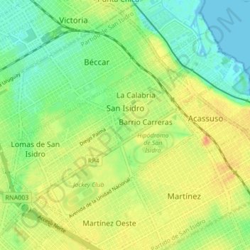 Топографическая карта San Isidro, высота, рельеф