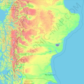 Топографическая карта Санта-Крус, высота, рельеф