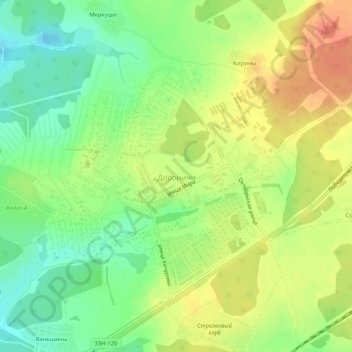 Топографическая карта Дороничи, высота, рельеф