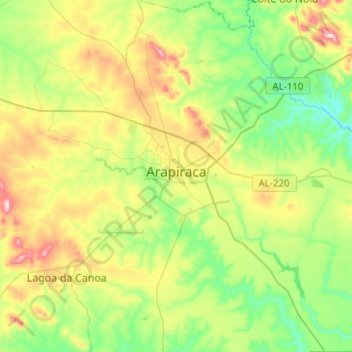 Топографическая карта Arapiraca, высота, рельеф