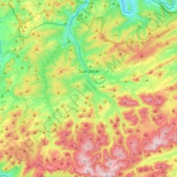 Топографическая карта Sundern, высота, рельеф