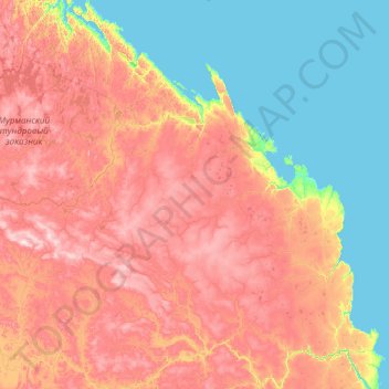 Топографическая карта ЗАТО Островной, высота, рельеф