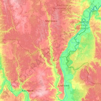 Топографическая карта Унжа, высота, рельеф