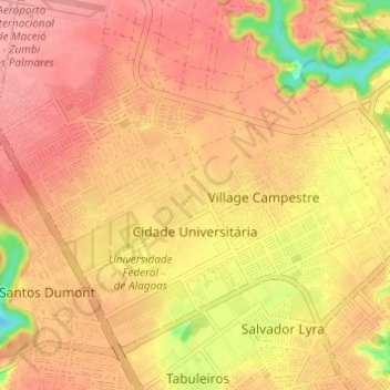 Топографическая карта Cidade Universitária, высота, рельеф