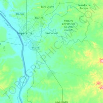 Топографическая карта Davinópolis, высота, рельеф