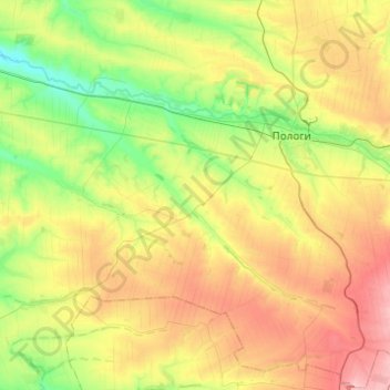 Топографическая карта Пологовская городская община, высота, рельеф