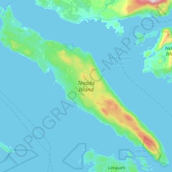 Топографическая карта Texada Island, высота, рельеф