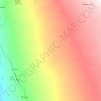 Топографическая карта Honalo CDP, высота, рельеф